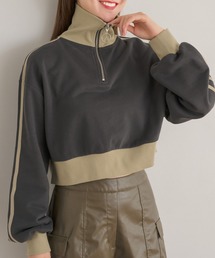 配色ハーフジップトレーナー
