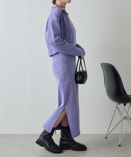 COLLAGE GALLARDAGALANTE(コラージュガリャルダガランテ)の「【OT】襟付きカーデセットニットキャミワンピース(ワンピース・レディース・グレー/パープル・FREE)」の11枚目の写真