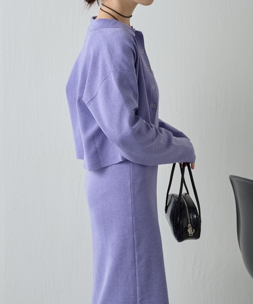 COLLAGE GALLARDAGALANTE(コラージュガリャルダガランテ)の「【OT】襟付きカーデセットニットキャミワンピース(ワンピース・レディース・グレー/パープル・FREE)」の8枚目の写真