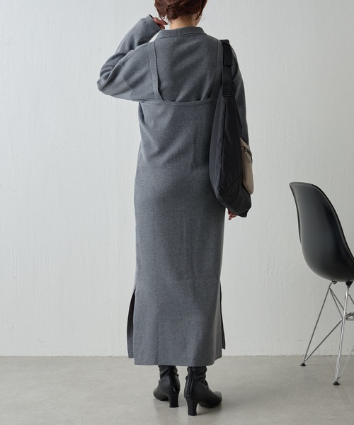 COLLAGE GALLARDAGALANTE(コラージュガリャルダガランテ)の「【OT】襟付きカーデセットニットキャミワンピース(ワンピース・レディース・グレー/パープル・FREE)」の19枚目の写真