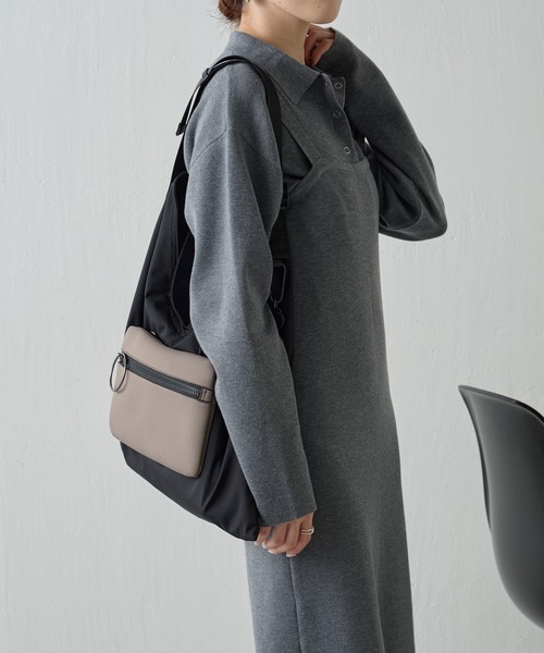 COLLAGE GALLARDAGALANTE(コラージュガリャルダガランテ)の「【OT】襟付きカーデセットニットキャミワンピース(ワンピース・レディース・グレー/パープル・FREE)」の17枚目の写真