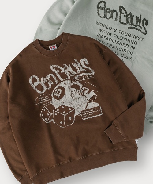 BEN DAVIS（ベンデイビス）の「【BENDAVIS／ベンデイビス】BEN FLYERCREW HARD-WASH CREW/バックプリント/ビッグシルエット（スウェット・メンズ・ブラック/ブラウン/ライトブルー/アッシュグレー・XL/M/L）」の3枚目の写真