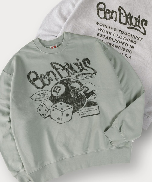 BEN DAVIS（ベンデイビス）の「【BENDAVIS／ベンデイビス】BEN FLYERCREW HARD-WASH CREW/バックプリント/ビッグシルエット（スウェット・メンズ・ブラック/ブラウン/ライトブルー/アッシュグレー・XL/M/L）」の4枚目の写真