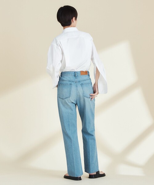セール】センタープレスハイウエストデニム（デニムパンツ）｜Rie