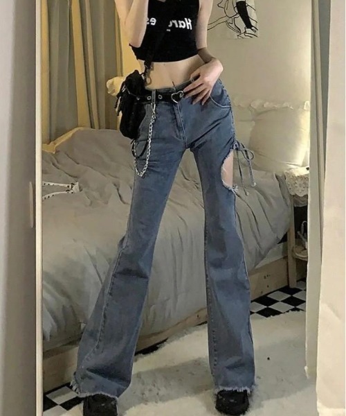 VIBGYOR(ヴィブジョー)の「【バーレスク】カットアウトフレアデニムパンツ(BQ)(デニムパンツ・レディース・ブルー・MEDIUM/LARGE)」の10枚目の写真