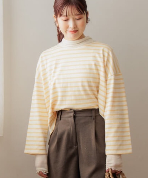 flower(フラワー)の「レインボーボーダートップ2(Tシャツ/カットソー・レディース・イエロー/レッド/グリーン/ピンク・FREE)」の3枚目の写真