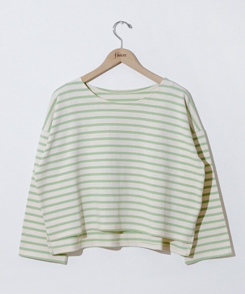 アルベロベロ　ボーダーTシャツ　水色お花 アルベロベロ ボーダーTシャツ 水色お花 （フェリシモ公式