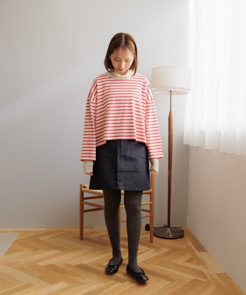 flower(フラワー)の「レインボーボーダートップ2(Tシャツ/カットソー・レディース・イエロー/レッド/グリーン/ピンク・FREE)」の7枚目の写真