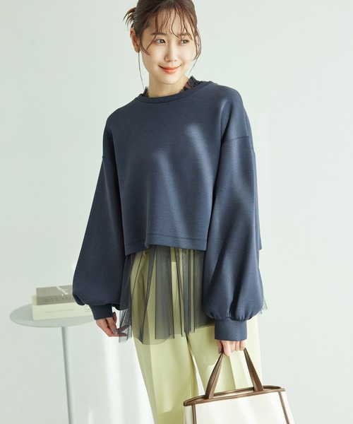 ROPE' PICNIC（ロペピクニック）の「チュールトップス（シャツ/ブラウス・レディース・ライトグレー/チャコールグレー/オフホワイト・38）」の6枚目の写真