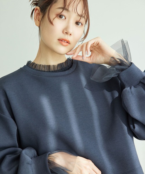 ROPE' PICNIC（ロペピクニック）の「チュールトップス（シャツ/ブラウス・レディース・ライトグレー/チャコールグレー/オフホワイト・38）」の7枚目の写真