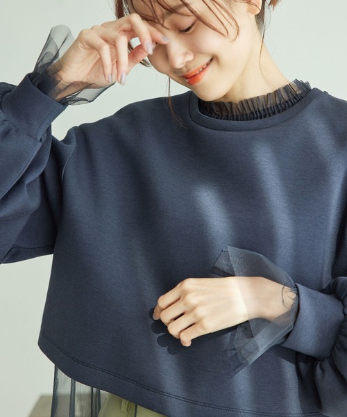 ROPE' PICNIC（ロペピクニック）の「チュールトップス（シャツ/ブラウス・レディース・ライトグレー/チャコールグレー/オフホワイト・38）」の8枚目の写真