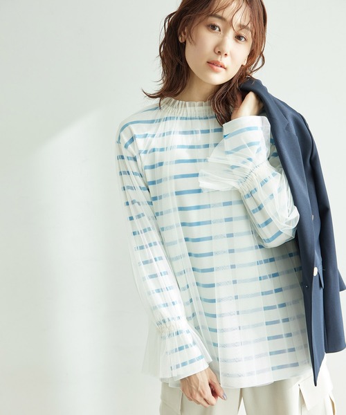 ROPE' PICNIC（ロペピクニック）の「チュールトップス（シャツ/ブラウス・レディース・ライトグレー/チャコールグレー/オフホワイト・38）」の17枚目の写真