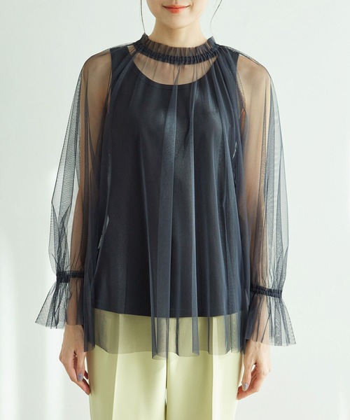 ROPE' PICNIC（ロペピクニック）の「チュールトップス（シャツ/ブラウス・レディース・ライトグレー/チャコールグレー/オフホワイト・38）」の18枚目の写真