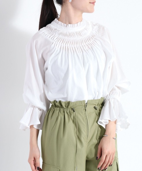 cepo（セポ）の「ピンタックキャンディスリーブブラウス（シャツ/ブラウス・レディース・ブラック/オフホワイト/ベージュ・M）」の18枚目の写真