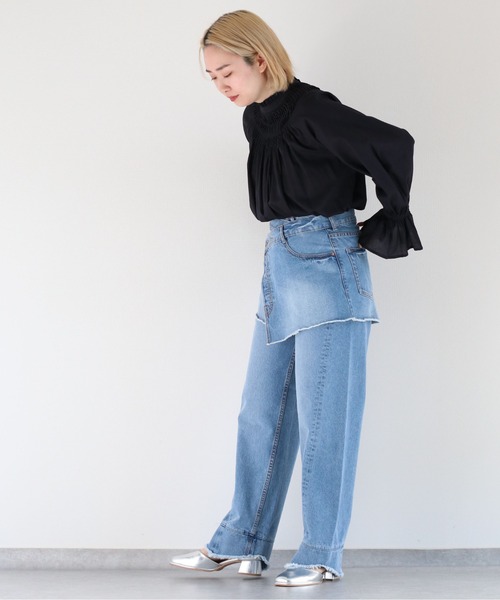 cepo（セポ）の「ピンタックキャンディスリーブブラウス（シャツ/ブラウス・レディース・ブラック/オフホワイト/ベージュ・M）」の8枚目の写真