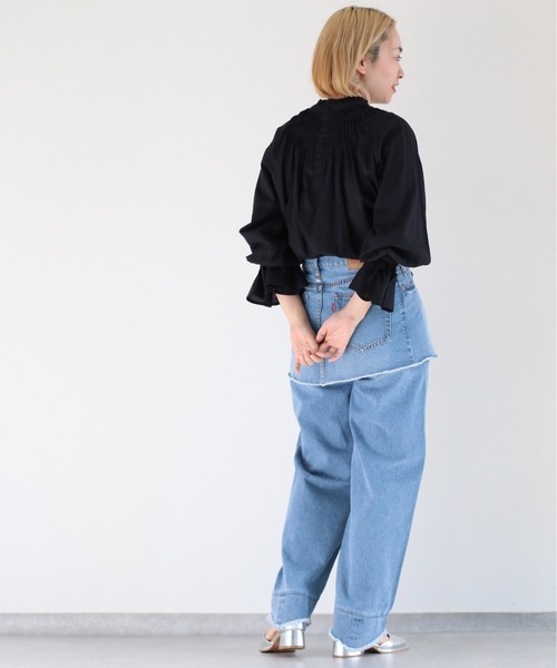 cepo（セポ）の「ピンタックキャンディスリーブブラウス（シャツ/ブラウス・レディース・ブラック/オフホワイト/ベージュ・M）」の7枚目の写真