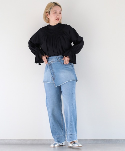 cepo（セポ）の「ピンタックキャンディスリーブブラウス（シャツ/ブラウス・レディース・ブラック/オフホワイト/ベージュ・M）」の9枚目の写真