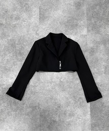 【美品】アドーア⭐️定39600円 雑誌掲載 グログランジャケット 38 ブラック jiasecond.（ジアセカンド）の「【jiasecond.】フロントジップ