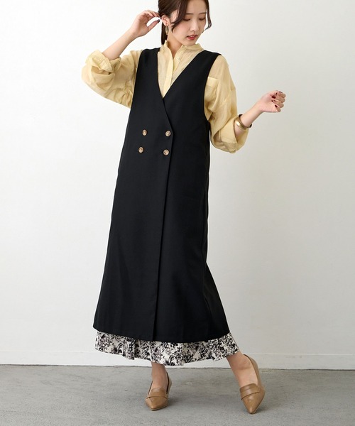 NICOLE white（ニコルホワイト）の「ロングジレワンピース（ワンピース・レディース・ブラック/ベージュ・FREE）」の16枚目の写真