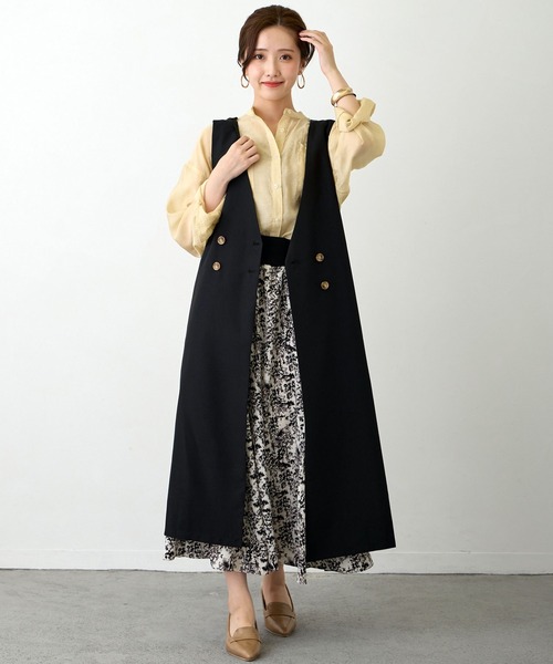 NICOLE white（ニコルホワイト）の「ロングジレワンピース（ワンピース・レディース・ブラック/ベージュ・FREE）」の17枚目の写真