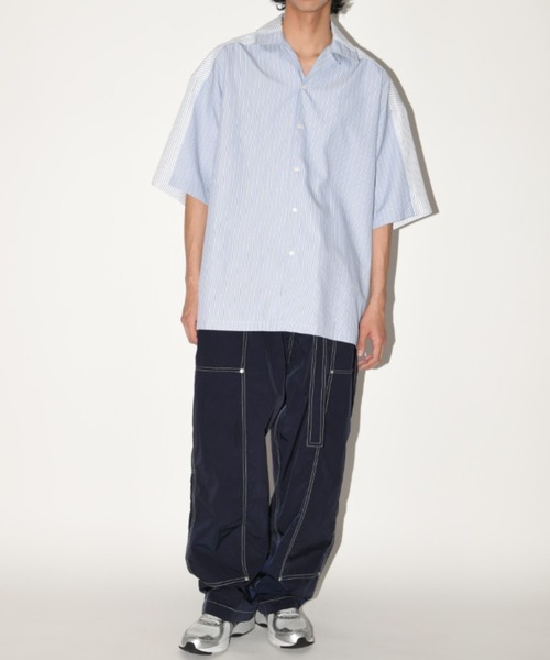 SUPERTHANKS(スーパーサンクス)の「配色ストライプ オーバーサイズ半袖シャツ Mixture S/S shirt(ユニセックス)(シャツ/ブラウス・メンズ・ブルー/ブラック/ホワイト・S/M/L)」の20枚目の写真