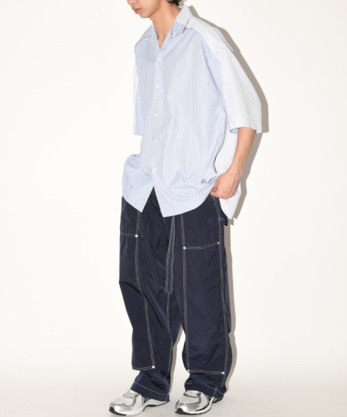 SUPERTHANKS(スーパーサンクス)の「配色ストライプ オーバーサイズ半袖シャツ Mixture S/S shirt(ユニセックス)(シャツ/ブラウス・メンズ・ブルー/ブラック/ホワイト・S/M/L)」の21枚目の写真