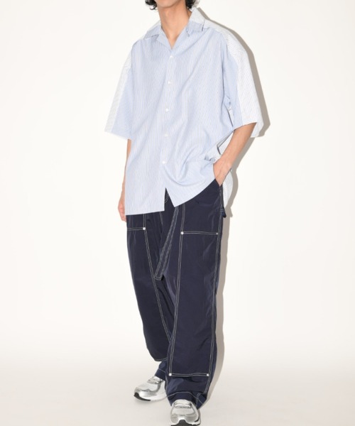 SUPERTHANKS(スーパーサンクス)の「配色ストライプ オーバーサイズ半袖シャツ Mixture S/S shirt(ユニセックス)(シャツ/ブラウス・メンズ・ブルー/ブラック/ホワイト・S/M/L)」の22枚目の写真
