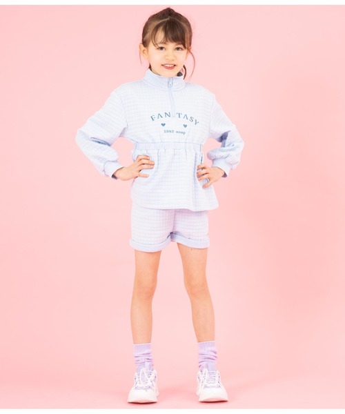 ANAP kids(アナップキッズ)の「ぽこぽこハーフジップ+ショートパンツセット(スウェット・キッズ・サックスブルー/ラベンダー・110cm/120cm/130cm)」の6枚目の写真