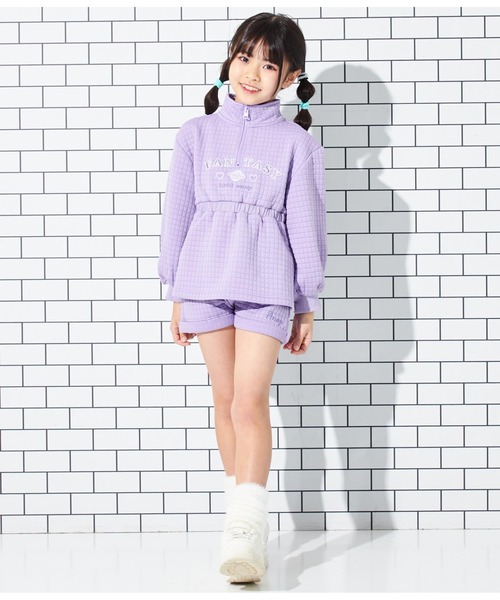 ANAP kids(アナップキッズ)の「ぽこぽこハーフジップ+ショートパンツセット(スウェット・キッズ・サックスブルー/ラベンダー・110cm/120cm/130cm)」の21枚目の写真