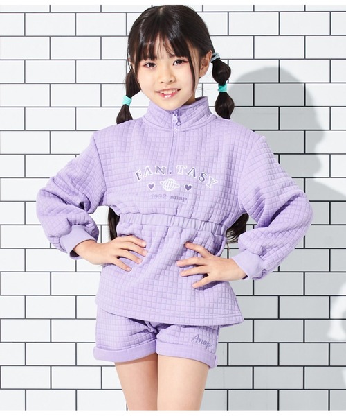 ANAP kids(アナップキッズ)の「ぽこぽこハーフジップ+ショートパンツセット(スウェット・キッズ・サックスブルー/ラベンダー・110cm/120cm/130cm)」の17枚目の写真