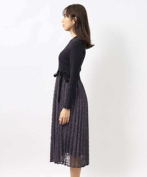 index(インデックス)の「◆≪S-LLsize≫ リブニット×レースプリーツワンピース【抗ピル/洗濯機洗い可】(ワンピース・レディース・ベージュ系その他7/ブラック系4/ホワイト系7・40/38/36/42)」の22枚目の写真