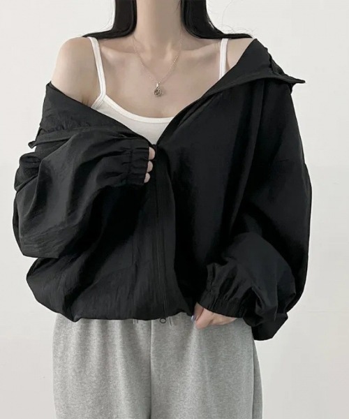 DEVICE（デバイス）の「マウンテンパーカー風 ラッシュガード アウトドア ノームコア トップス（ラッシュガード・レディース・ホワイト/ブラック/グレー・FREE）」の2枚目の写真