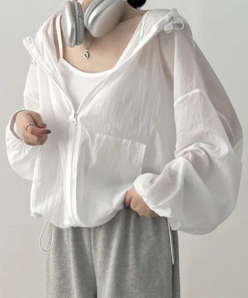 DEVICE（デバイス）の「マウンテンパーカー風 ラッシュガード アウトドア ノームコア トップス（ラッシュガード・レディース・ホワイト/ブラック/グレー・FREE）」の20枚目の写真