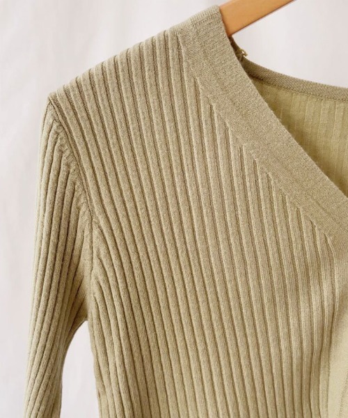 セール】春ソフトクロップドVネックリブカーディガン 全6色