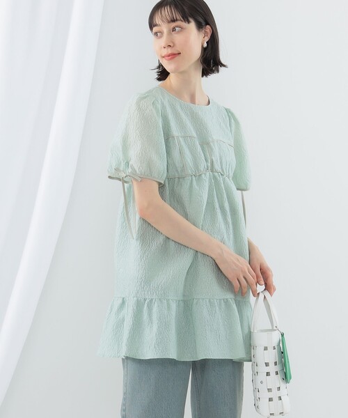 Ray BEAMS（レイビームス）の「Ray BEAMS / パフスリーブ ティアード ミニ ワンピース（ワンピース・レディース・ブラック/ミント・1/0）」の2枚目の写真