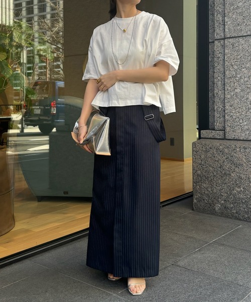 DouDou(ドゥドゥ)の「【WEB限定】サスティナブルコットンショート丈ビッグTEE(Tシャツ/カットソー・レディース・チャコールグレー/ベージュ/サックスブルー/オフホワイト/イエロー・FREE)」の15枚目の写真