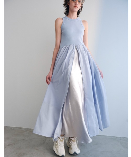 emmi（エミ）の「アメスリニットドッキングワンピース（ワンピース・レディース・ライトブルー/ホワイト/ブラック/ブラウン・1/0）」の5枚目の写真