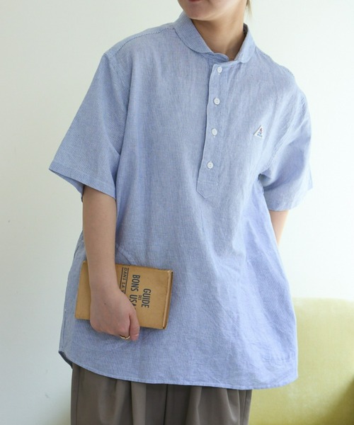 GEVACO（ゲバコ）の「【UNISEX】【GEVACO / ゲバコ】綿麻ショールカラー半袖プルオーバーシャツ（シャツ/ブラウス・メンズ・ブルー/イエロー/ベージュ・MEDIUM/LARGE）」の13枚目の写真