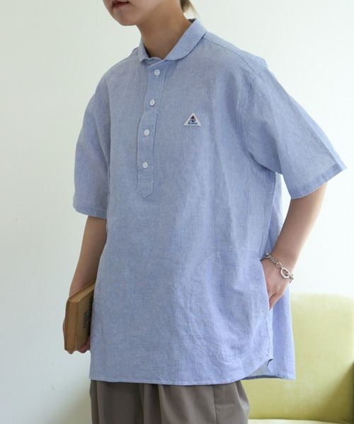 GEVACO（ゲバコ）の「【UNISEX】【GEVACO / ゲバコ】綿麻ショールカラー半袖プルオーバーシャツ（シャツ/ブラウス・メンズ・ブルー/イエロー/ベージュ・MEDIUM/LARGE）」の14枚目の写真
