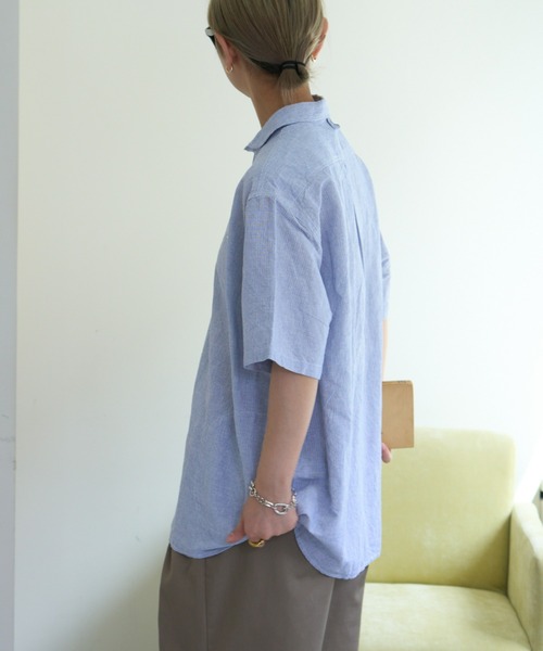 GEVACO（ゲバコ）の「【UNISEX】【GEVACO / ゲバコ】綿麻ショールカラー半袖プルオーバーシャツ（シャツ/ブラウス・メンズ・ブルー/イエロー/ベージュ・MEDIUM/LARGE）」の16枚目の写真