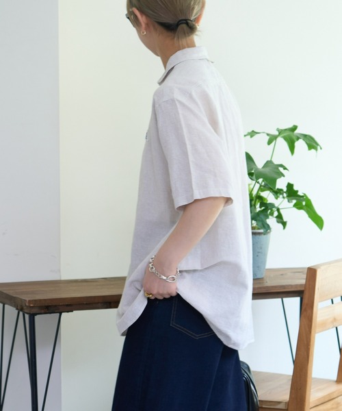 GEVACO（ゲバコ）の「【UNISEX】【GEVACO / ゲバコ】綿麻ショールカラー半袖プルオーバーシャツ（シャツ/ブラウス・メンズ・ブルー/イエロー/ベージュ・MEDIUM/LARGE）」の6枚目の写真