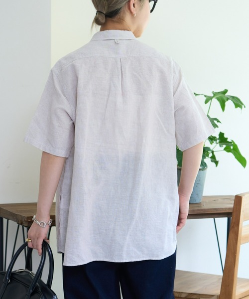 GEVACO（ゲバコ）の「【UNISEX】【GEVACO / ゲバコ】綿麻ショールカラー半袖プルオーバーシャツ（シャツ/ブラウス・メンズ・ブルー/イエロー/ベージュ・MEDIUM/LARGE）」の8枚目の写真