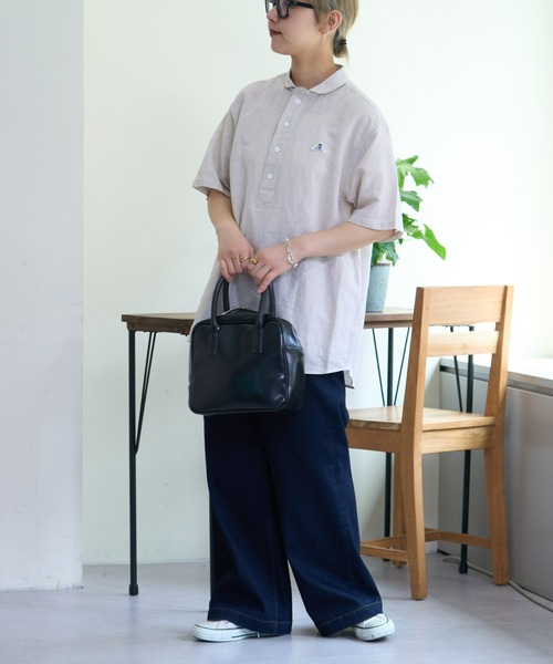 GEVACO（ゲバコ）の「【UNISEX】【GEVACO / ゲバコ】綿麻ショールカラー半袖プルオーバーシャツ（シャツ/ブラウス・メンズ・ブルー/イエロー/ベージュ・MEDIUM/LARGE）」の10枚目の写真