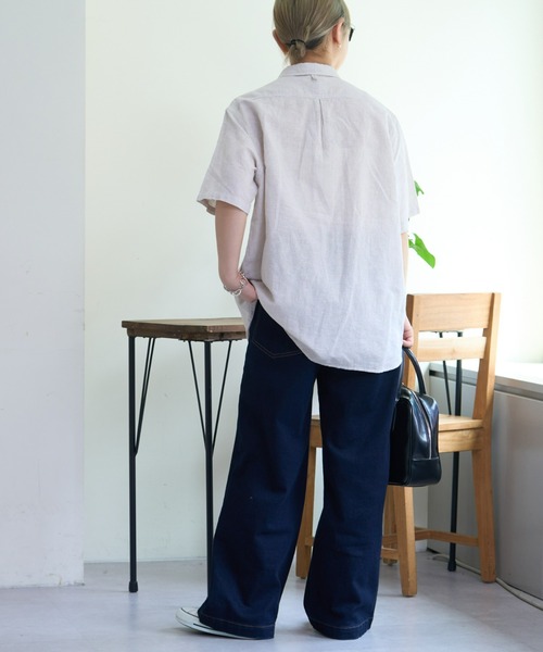 GEVACO（ゲバコ）の「【UNISEX】【GEVACO / ゲバコ】綿麻ショールカラー半袖プルオーバーシャツ（シャツ/ブラウス・メンズ・ブルー/イエロー/ベージュ・MEDIUM/LARGE）」の12枚目の写真