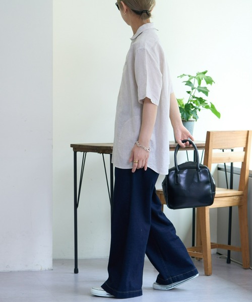 GEVACO（ゲバコ）の「【UNISEX】【GEVACO / ゲバコ】綿麻ショールカラー半袖プルオーバーシャツ（シャツ/ブラウス・メンズ・ブルー/イエロー/ベージュ・MEDIUM/LARGE）」の11枚目の写真