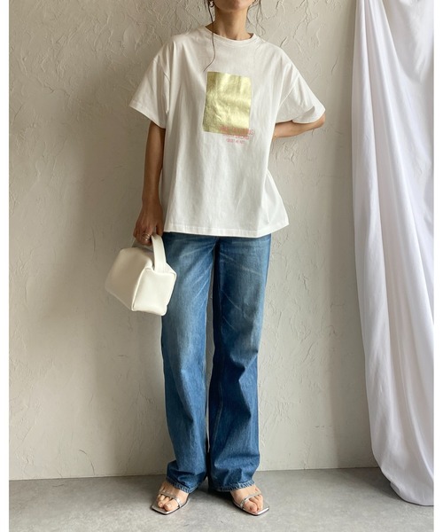 [  Jeans] オーバーサイズウォッシュプリントTシャツ DEVICE tシャツ ビッグシルエット ピグメント ジャンキー
