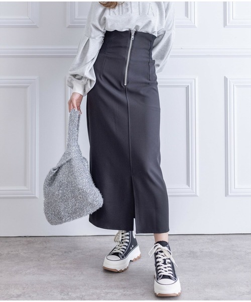 clear（クリア）の「【低身長サイズ有】ウエストリブストレッチＩラインスカート[オフィスカジュアル 骨格ストレート]≪2024AW新作≫（スカート・レディース・アイボリー/ブラック/グリーン系その他・F/XS）」の19枚目の写真