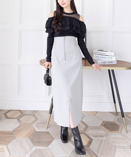 clear（クリア）の「【低身長サイズ有】ウエストリブストレッチＩラインスカート[オフィスカジュアル 骨格ストレート]≪2024AW新作≫（スカート・レディース・アイボリー/ブラック/グリーン系その他・F/XS）」の20枚目の写真