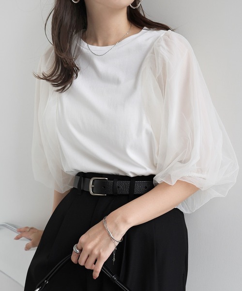 ANDRESE ボリュームチュールトップス　ベージュ decorative tulle tops / デコラティブチュールトップス（ドレス