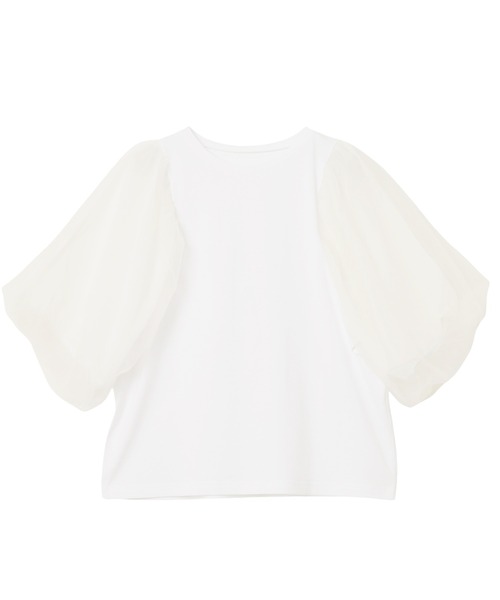 セール】チュールドッキングボリューム袖トップス（Tシャツ